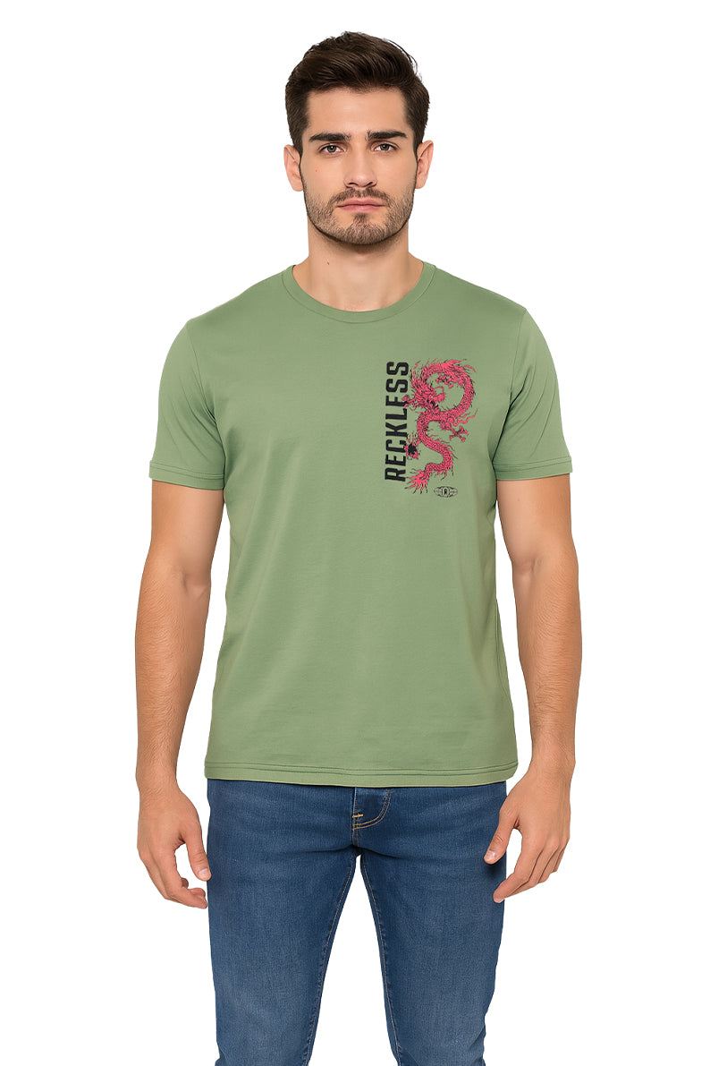 Playera Caballero MC / RECKLESS VERDE/MUSGO