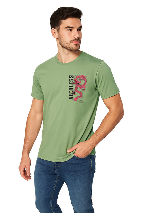 Playera Caballero MC / RECKLESS VERDE/MUSGO