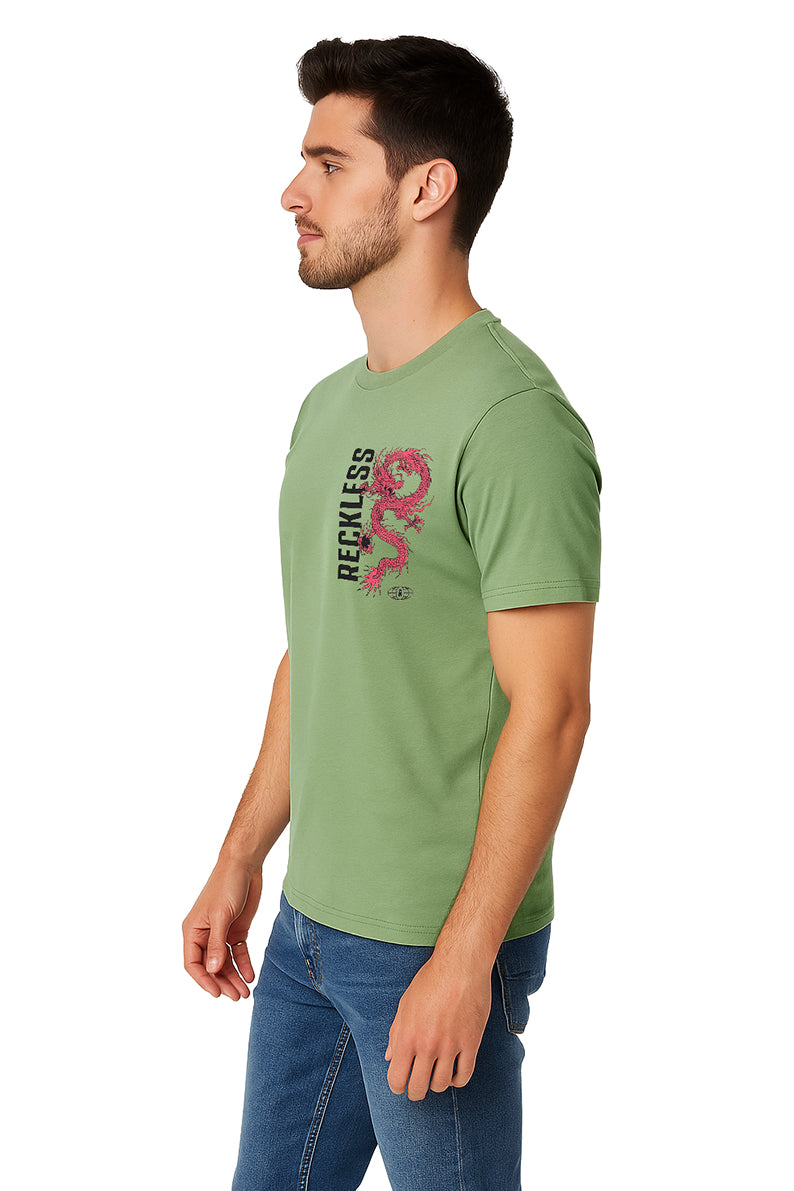 Playera Caballero MC / RECKLESS VERDE/MUSGO