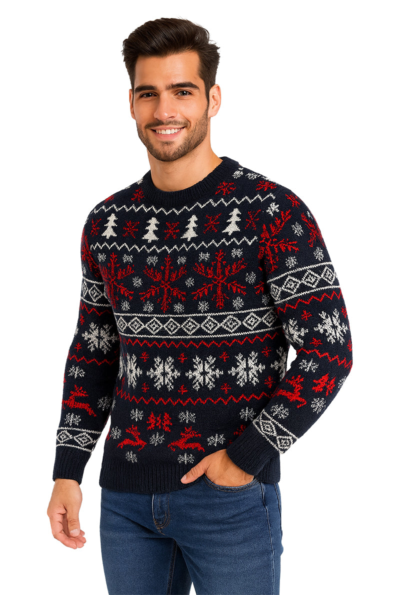 SWETER NAVIDEÑO COPOS CUELLO RED MARINO