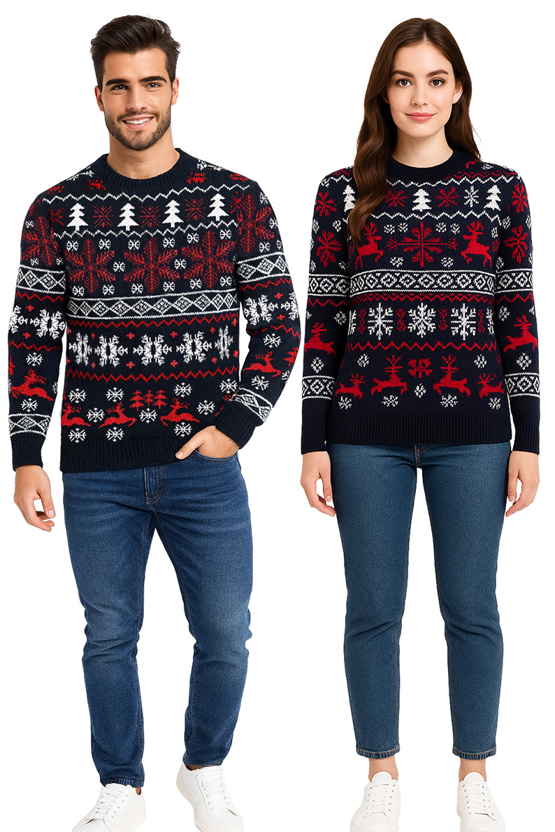 SWETER NAVIDEÑO COPOS CUELLO RED MARINO