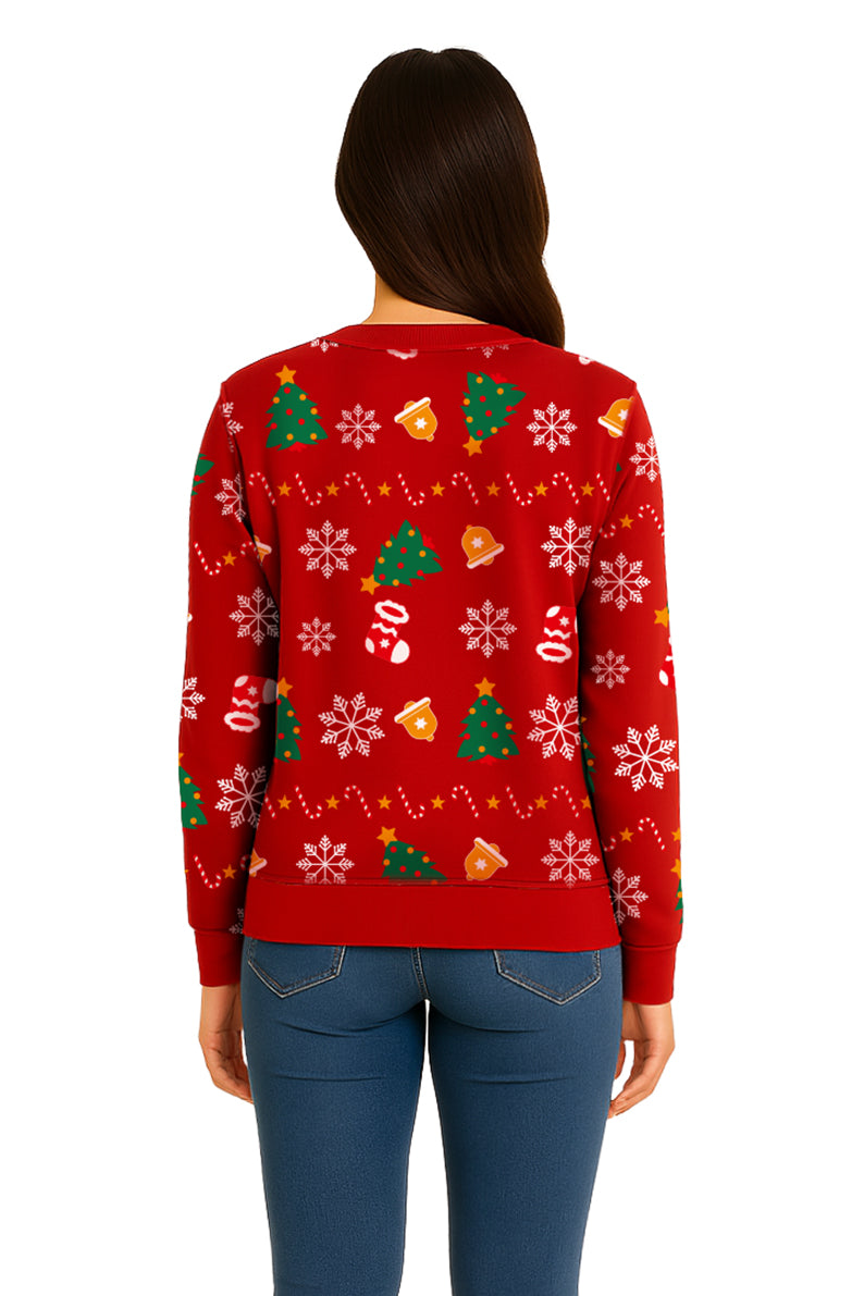 SUDADERA PINOS NAVIDEÑA ROJO