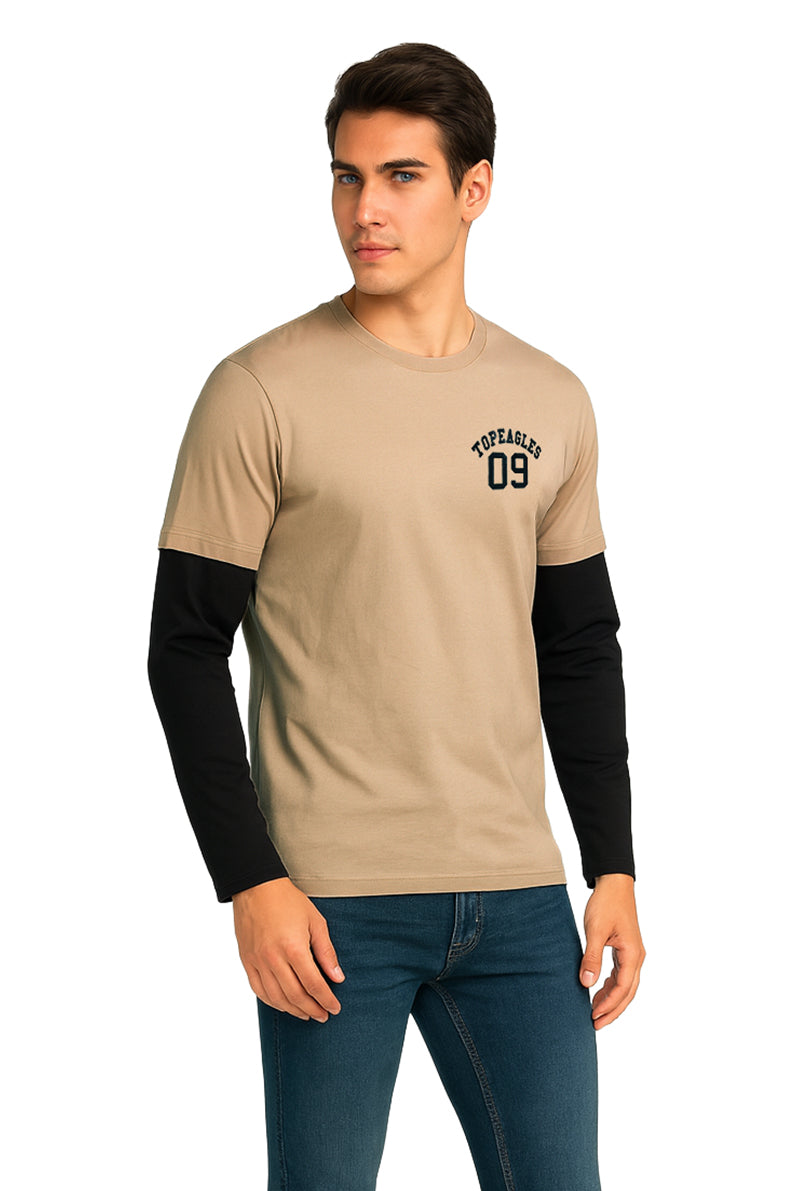 Playera Caballero ML / TOPEAGLES  BEIGE/NEGRO (9148765077727)