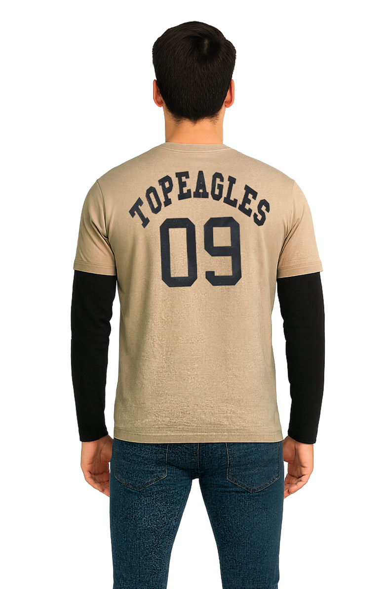 Playera Caballero ML / TOPEAGLES  BEIGE/NEGRO (9148765077727)