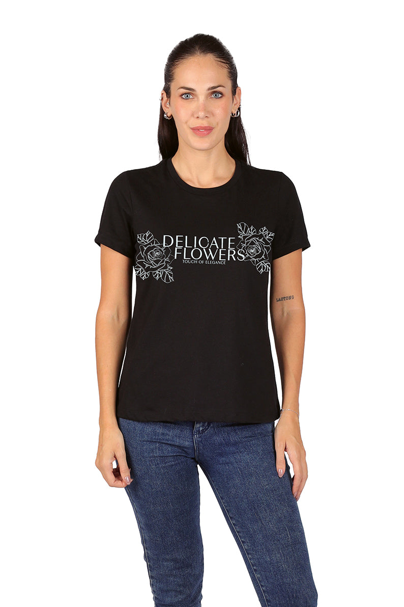 Playera Dama MC / DELICATE NEGRO (9028765253855)