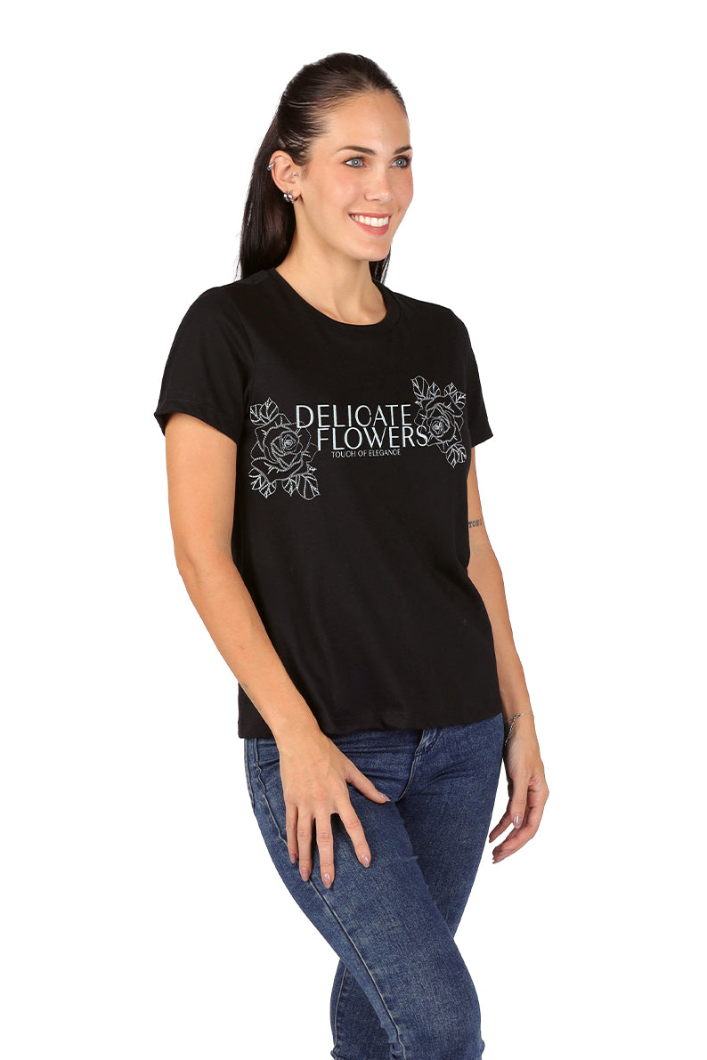 Playera Dama MC / DELICATE NEGRO (9028765253855)