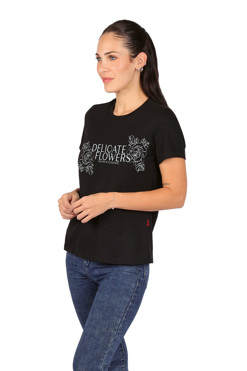 Playera Dama MC / DELICATE NEGRO (9028765253855)