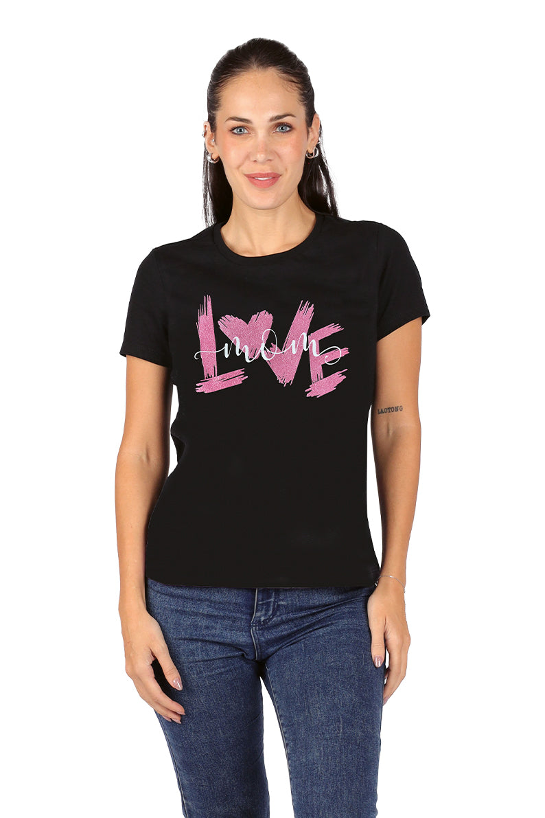 Playera Dama MC / LOVE MOM HUESO (9028197449951)