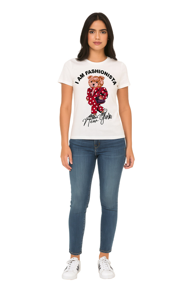 Playera Dama MC / FASHIONISTA  HUESO (9089297809631)