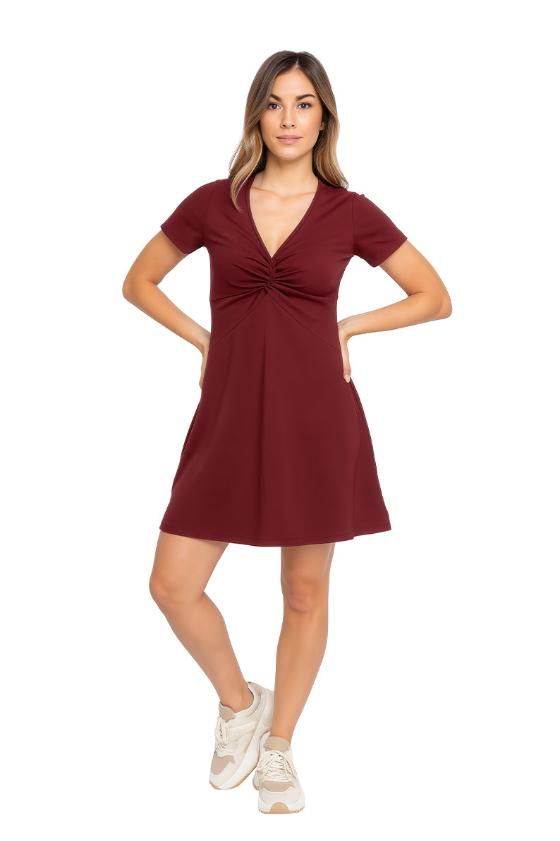 Vestido Dama MC / VESTIDO CRUCE  VINO (9090197029087)