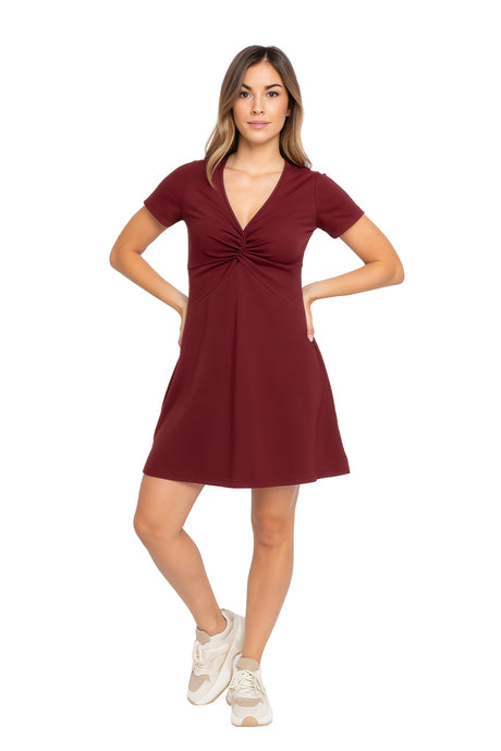 Vestido Dama MC / VESTIDO CRUCE  VINO (9090197029087)