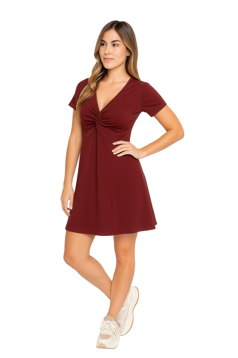 Vestido Dama MC / VESTIDO CRUCE  VINO (9090197029087)