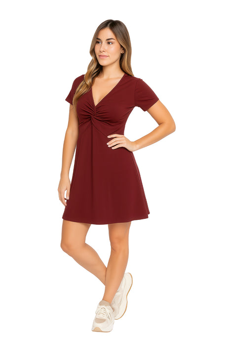 Vestido Dama MC / VESTIDO CRUCE  VINO (9090197029087)