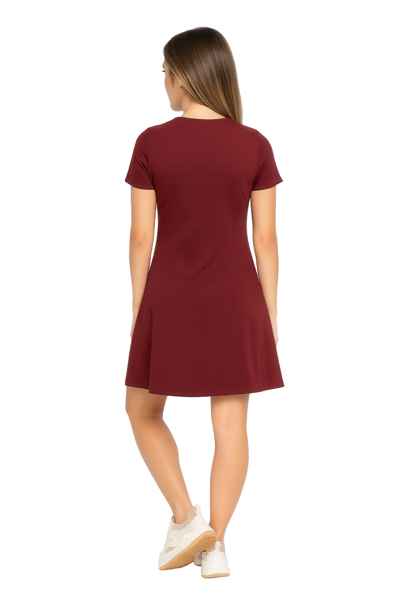 Vestido Dama MC / VESTIDO CRUCE  VINO (9090197029087)