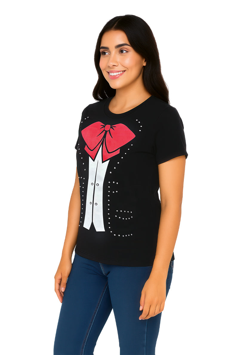 Playera Dama MC / MOÑO ESTOPEROL   NEGRO (9095537459423)