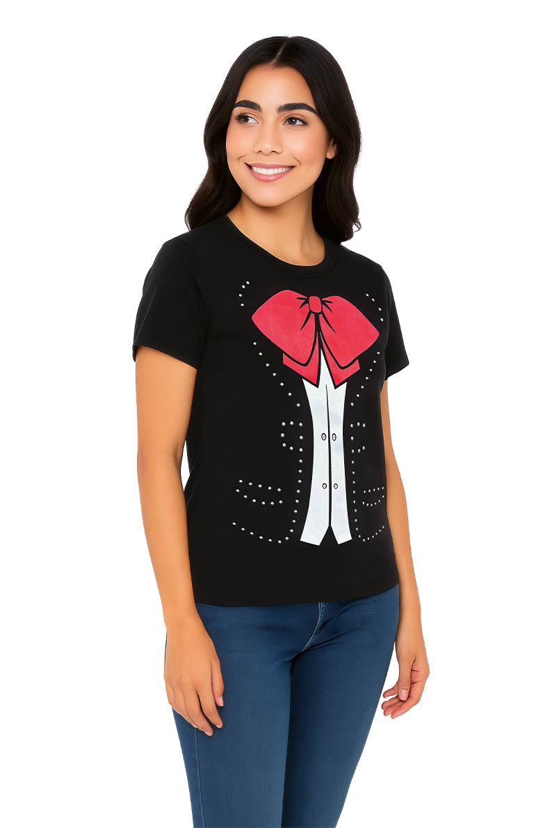 Playera Dama MC / MOÑO ESTOPEROL   NEGRO (9095537459423)