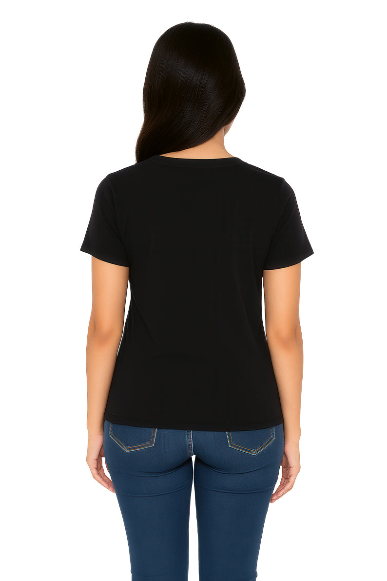 Playera Dama MC / MOÑO ESTOPEROL   NEGRO (9095537459423)