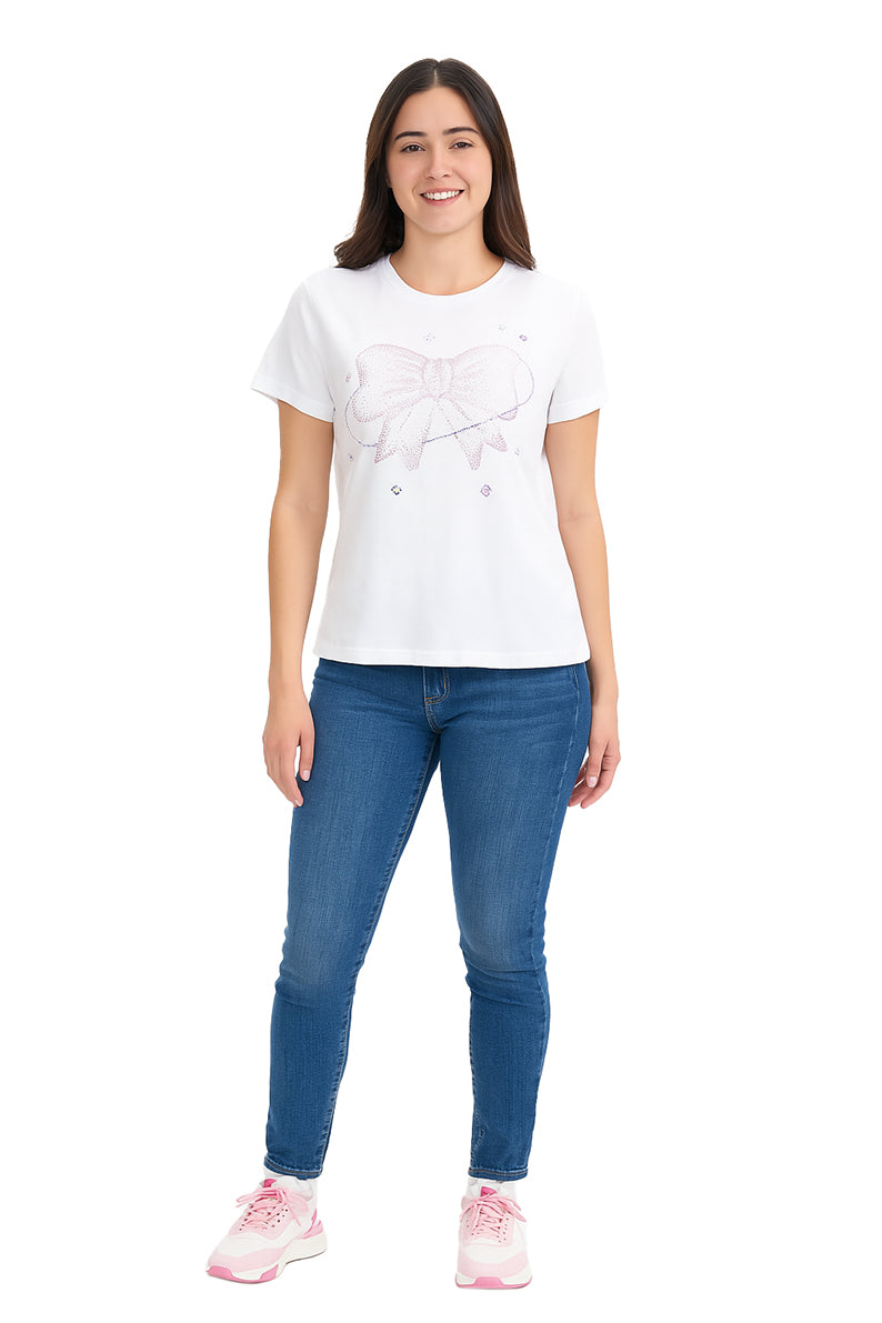 Playera Dama MC / MOÑO PUNTOS  BLANCO (9104104882399)