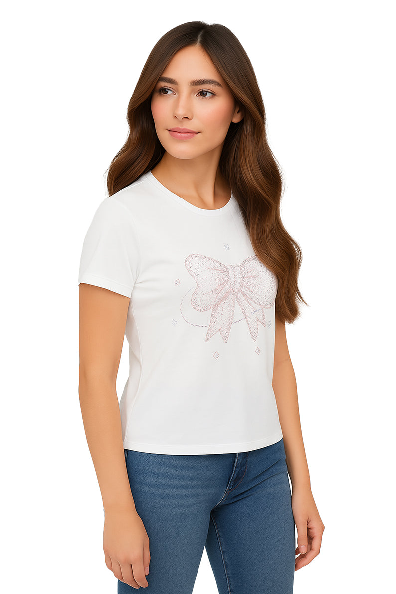 Playera Dama MC / MOÑO PUNTOS  BLANCO (9104104882399)