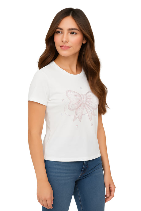 Playera Dama MC / MOÑO PUNTOS  BLANCO (9104104882399)