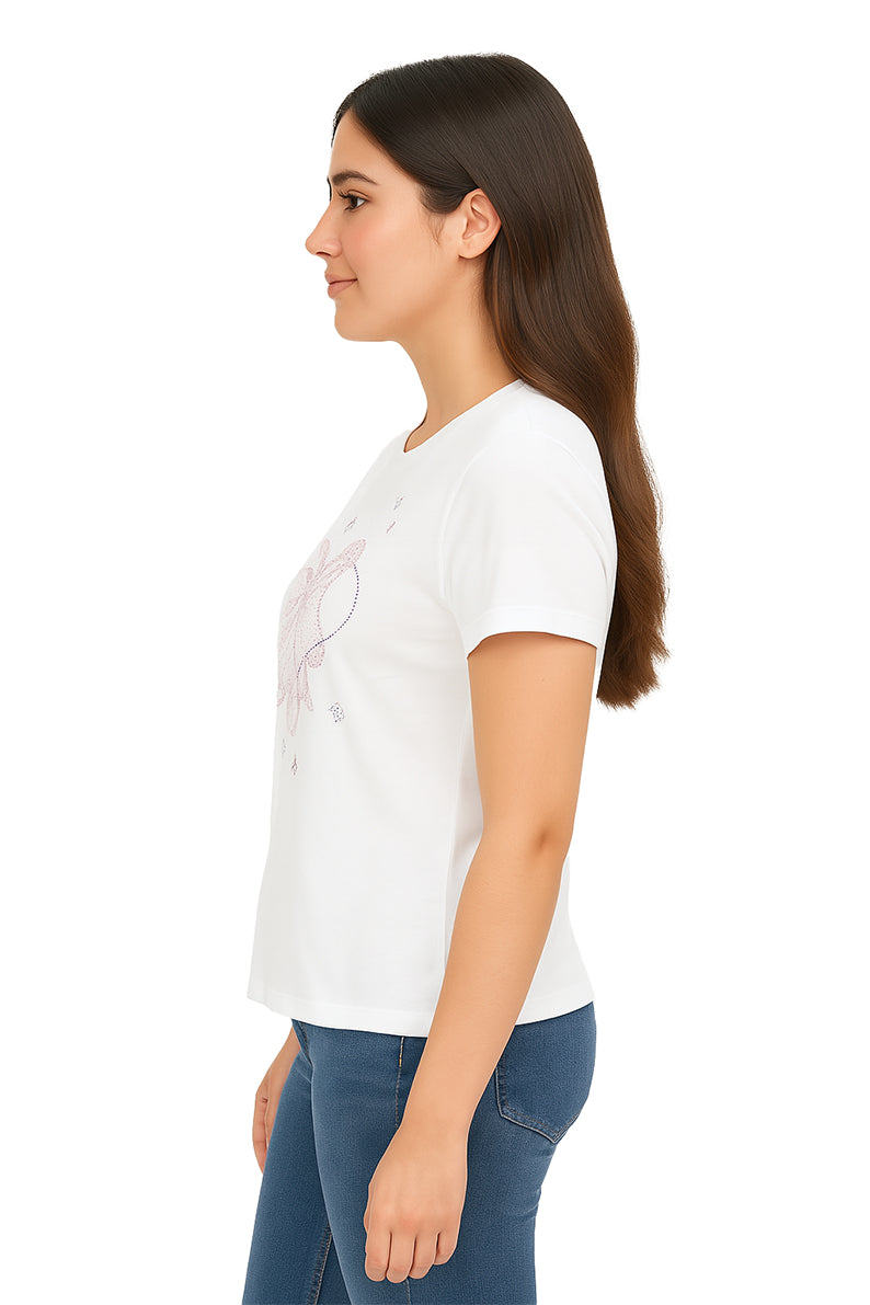 Playera Dama MC / MOÑO PUNTOS  BLANCO (9104104882399)