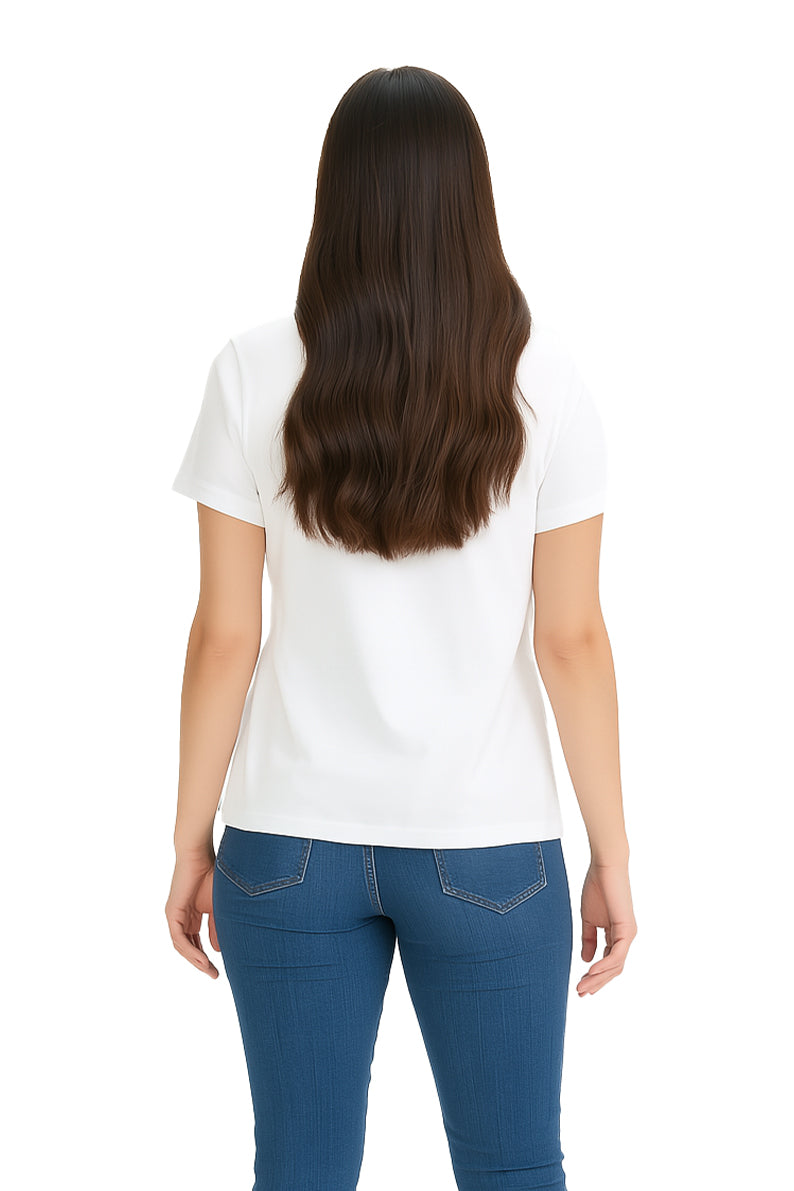 Playera Dama MC / MOÑO PUNTOS  BLANCO (9104104882399)