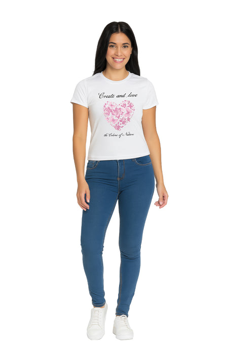 Playera Dama MC / CREASTE AND LOVE  BLANCO (9108190855391)