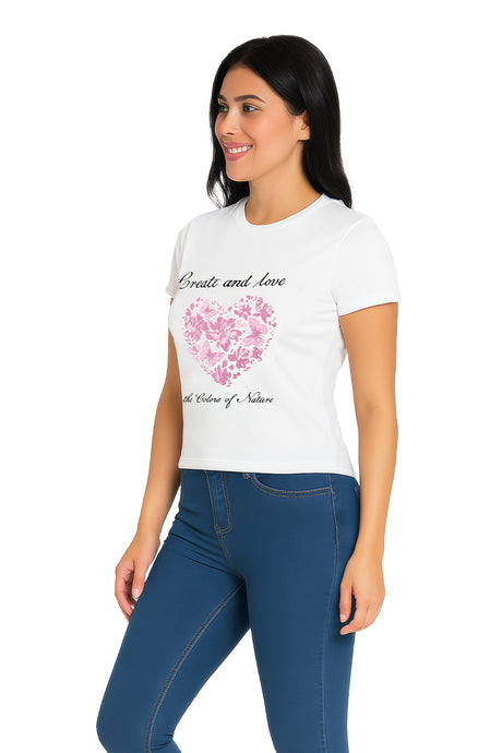 Playera Dama MC / CREASTE AND LOVE  BLANCO (9108190855391)