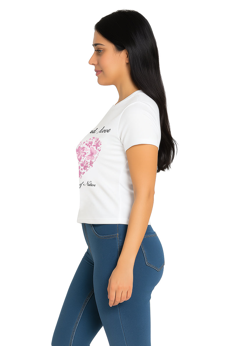 Playera Dama MC / CREASTE AND LOVE  BLANCO (9108190855391)