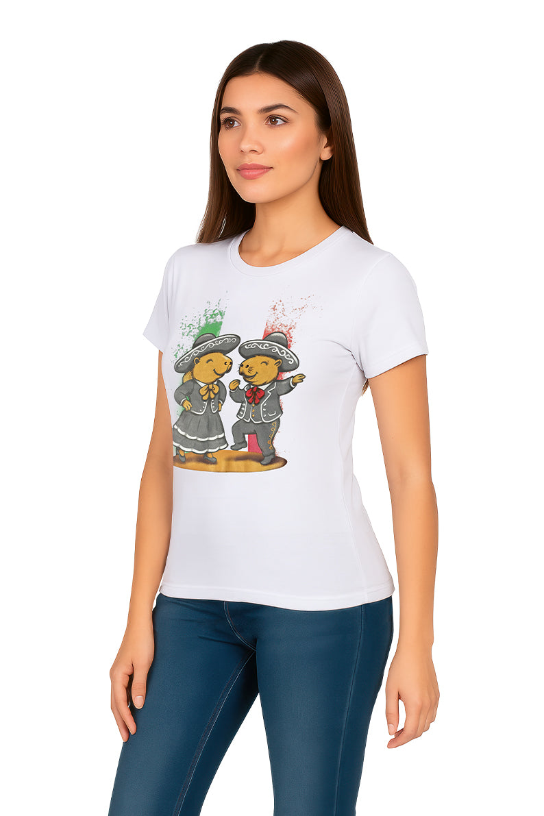 Playera Dama MC / CAPI MARIACHI  BLA (9095558168799)