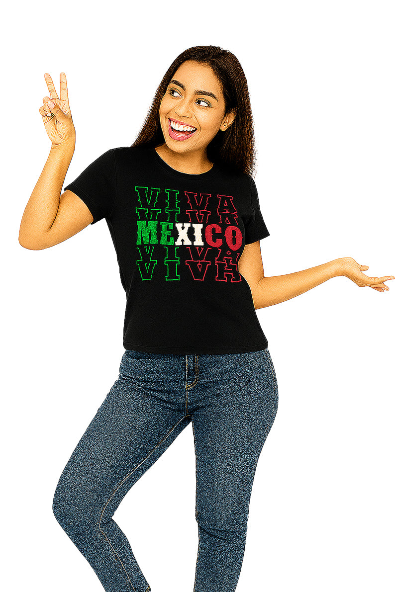 Playera Dama MC / VIVA MEXICO (9097718694111)
