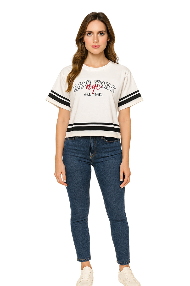 Playera Dama MC / EST.1992 HUESO/NEGRO (9148118335711)