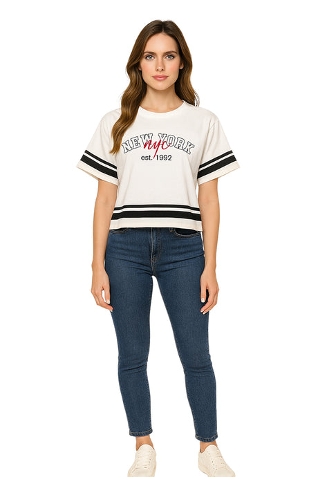 Playera Dama MC / EST.1992 HUESO/NEGRO (9148118335711)