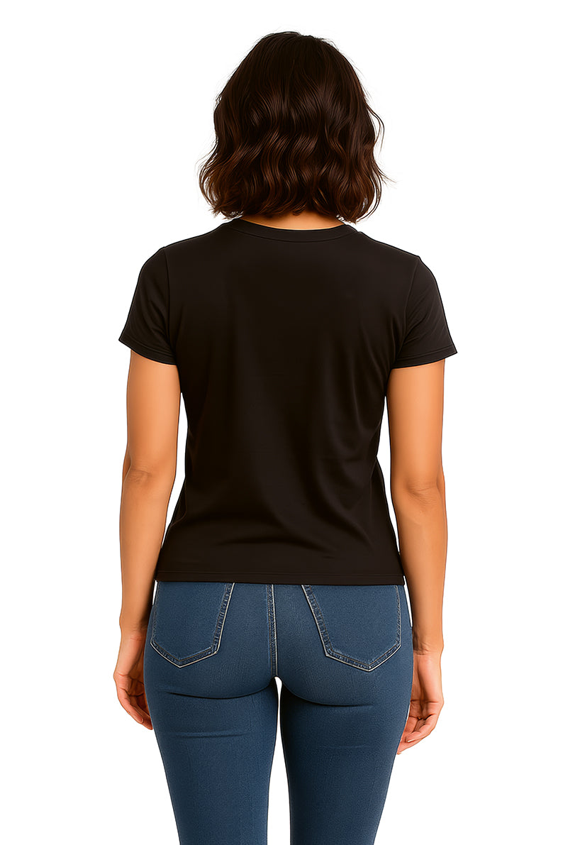 Playera Dama MC / "PEACE AND LOVE" PATRIO  NEGRO (9095744061663)