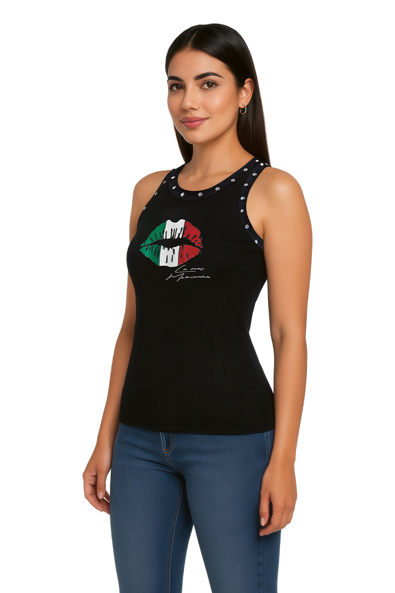 Tank Top Dama  / BESO PATRIO  NEGRO (9095539851487)