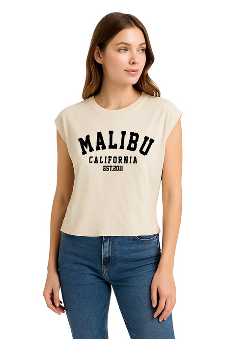Playera Dama MC / MALIBU  BEIGE