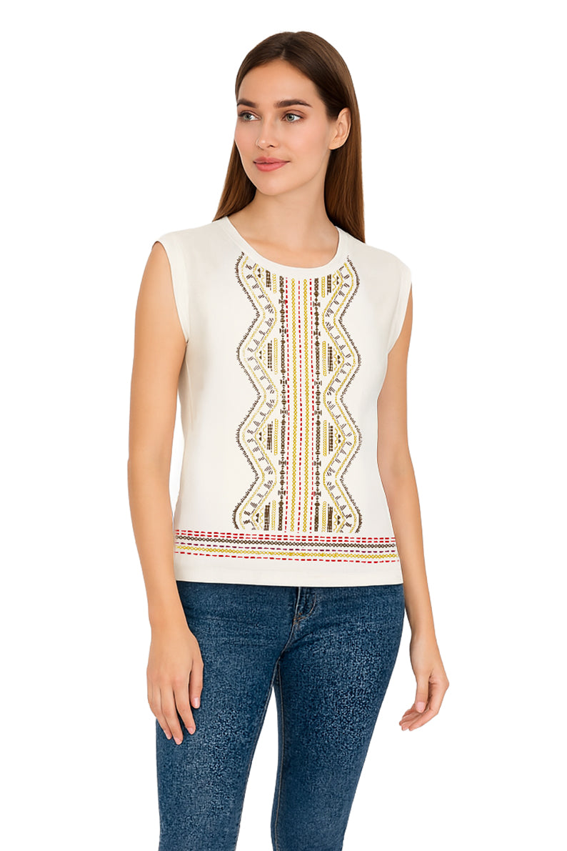 Playera Dama MC / SIM BORDADO  HUESO (9148177809631)