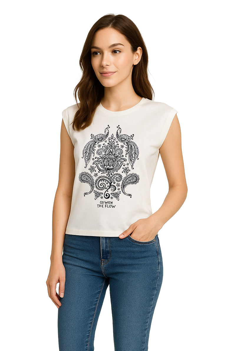 Playera Dama MC / THE FLOW HUESO