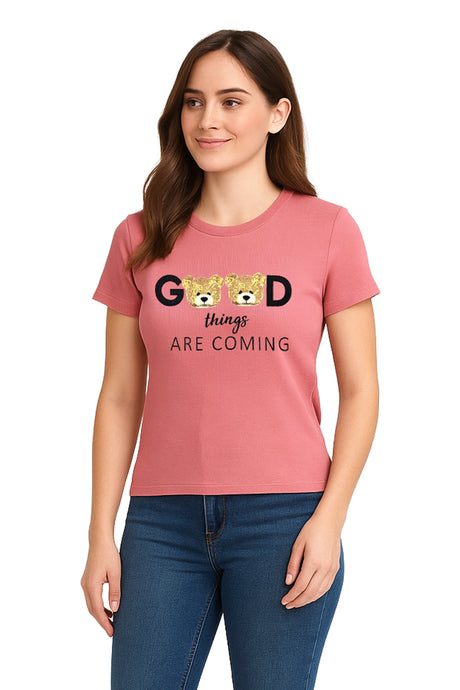 Playera Dama MC / GOOD  DUSTY/ROSE