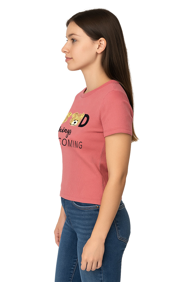 Playera Dama MC / GOOD  DUSTY/ROSE