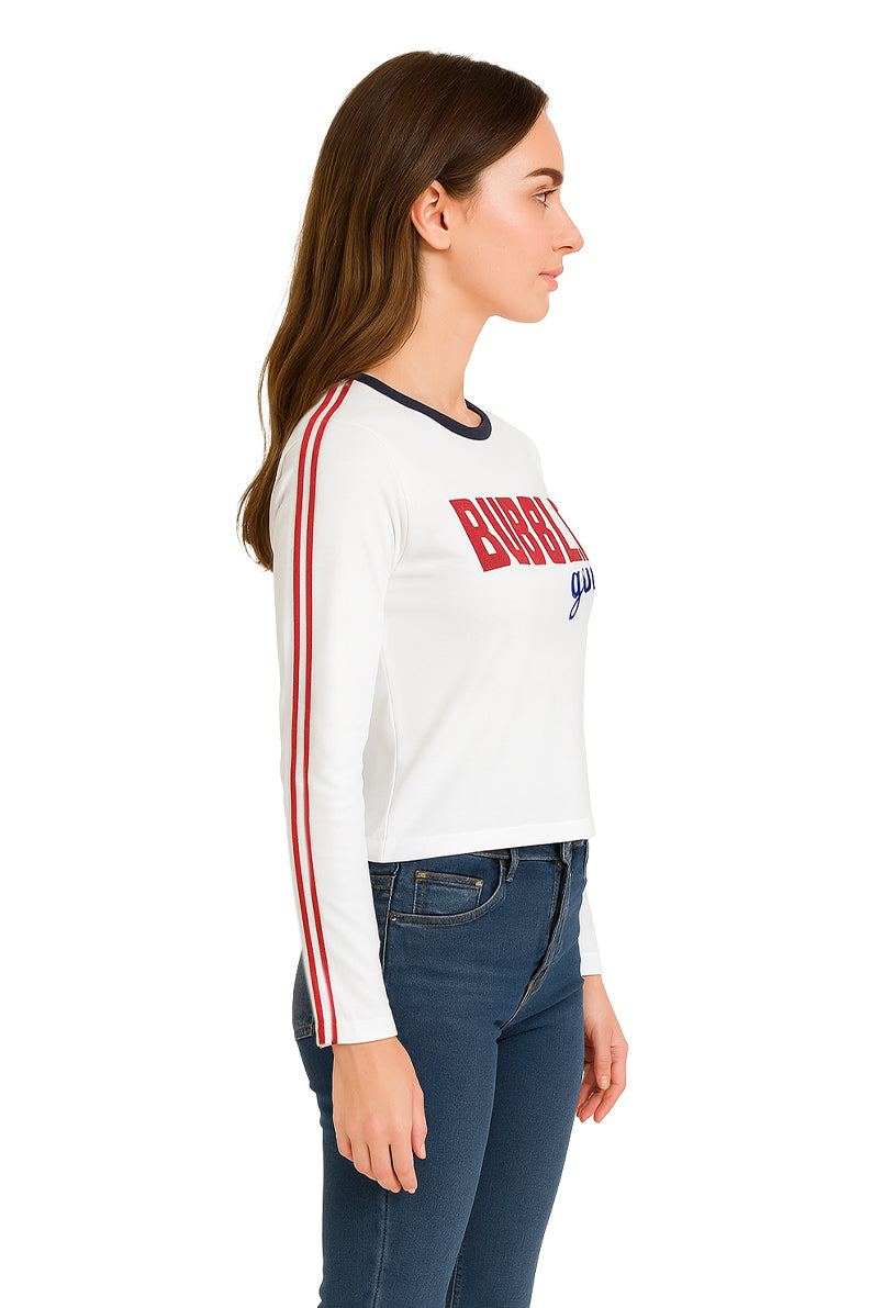 Playera Dama ML / BUBBLE GUM BLANCO/MARINO (9148214903007)