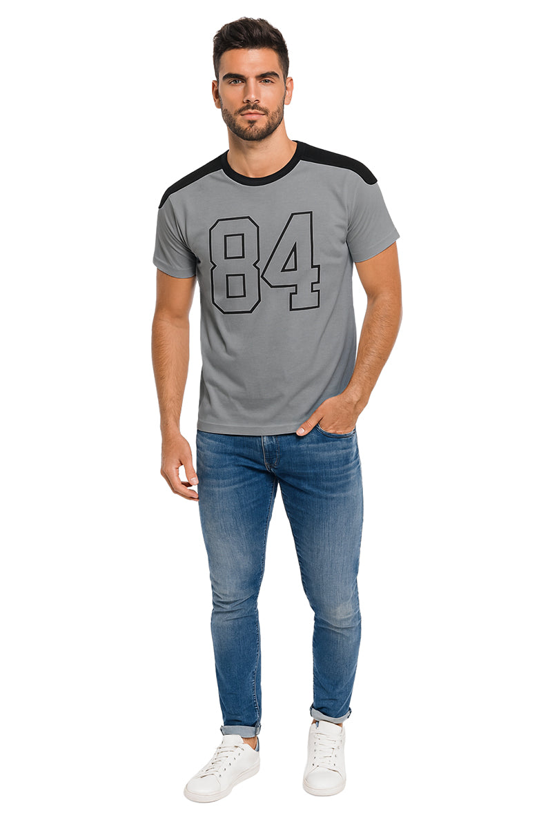 Playera Caballero MC / 84 BICOLOR GRIS/NEGRO
