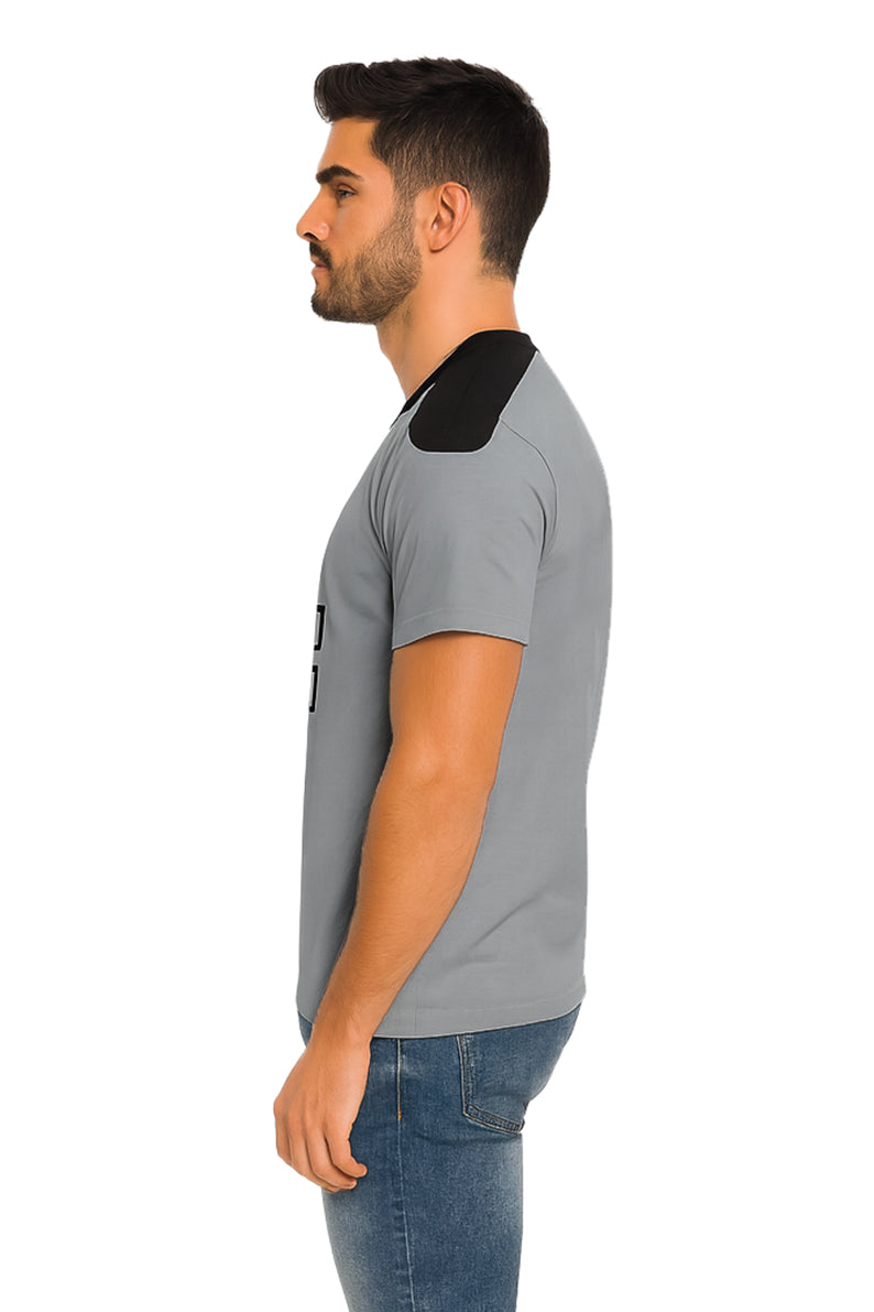 Playera Caballero MC / 84 BICOLOR GRIS/NEGRO