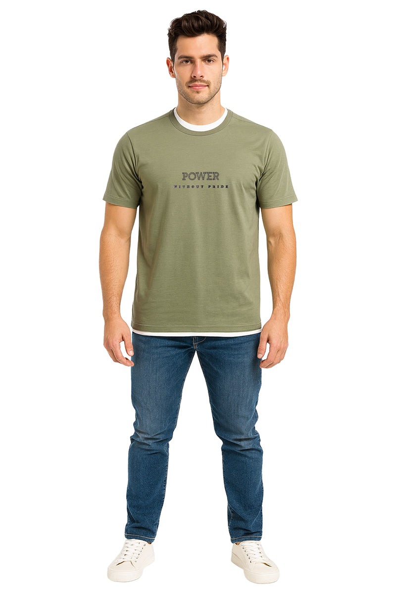 Playera Caballero MC / POWER MILITAR/HUESO