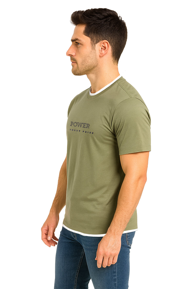 Playera Caballero MC / POWER MILITAR/HUESO