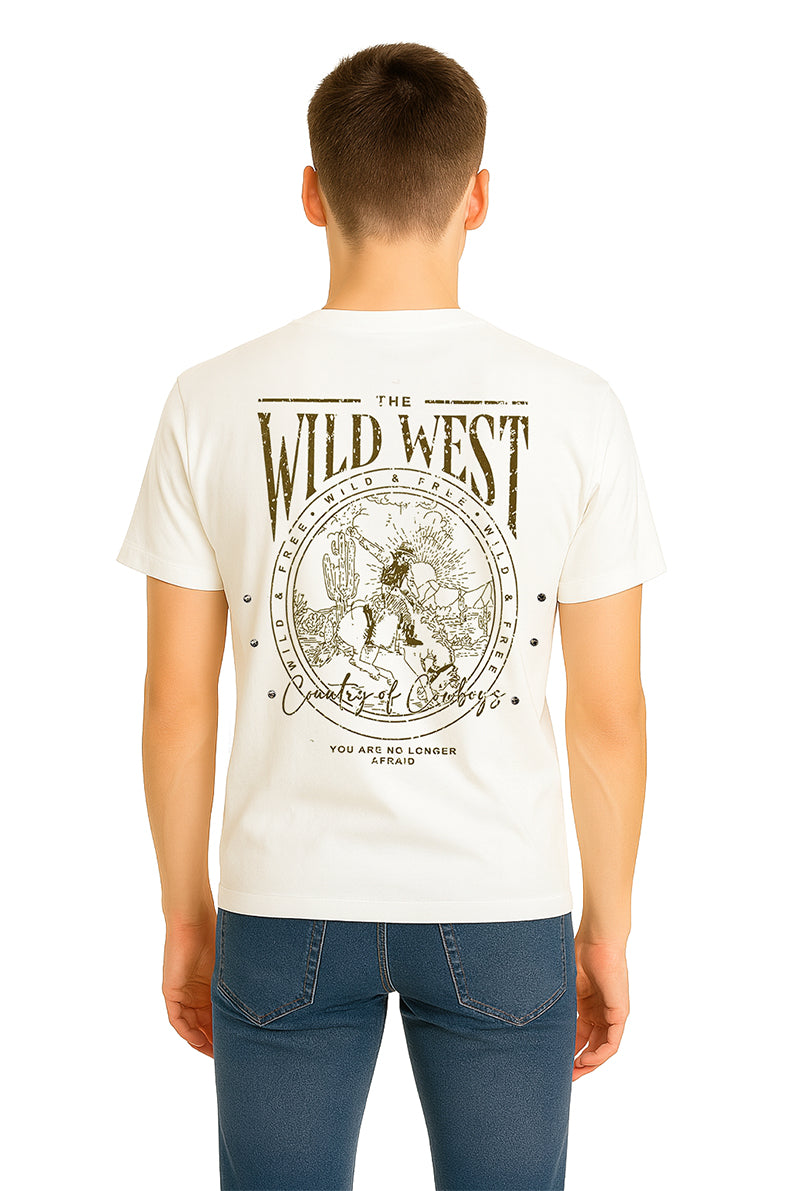 Playera Caballero MC / WILD WEST BLANCO