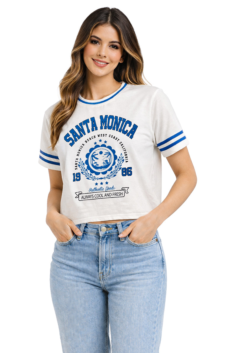 Playera Dama MC / SANTA MONICA BLANCO