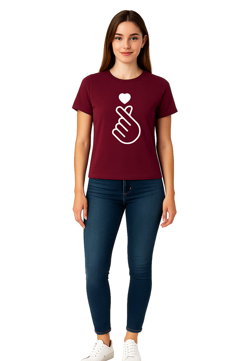 Playera Dama MC / CORAZON COREANO CARMIN