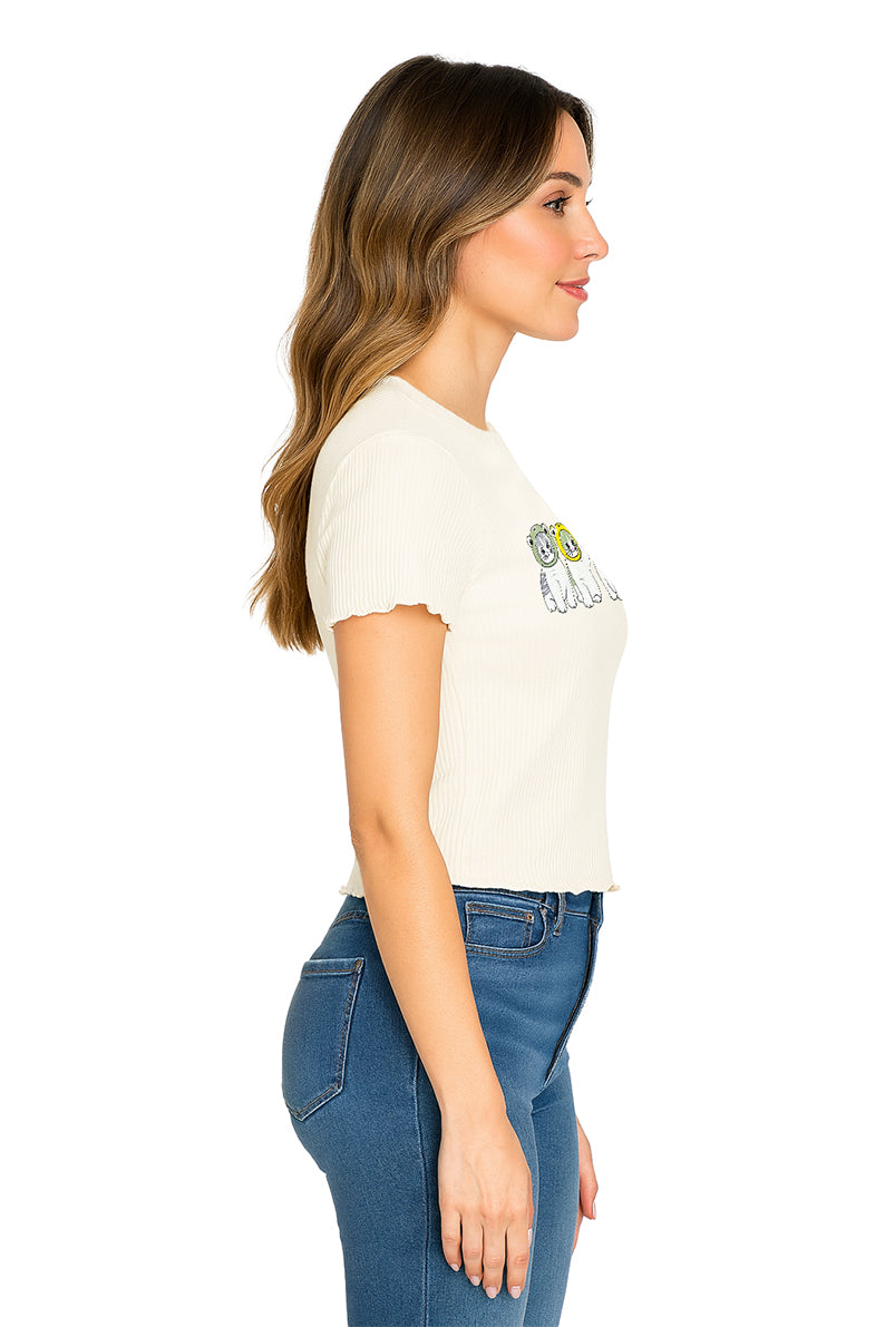 Playera Dama MC / RANA CAT HUESO