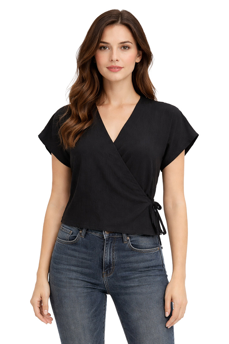 Blusa Cruce Cintas Negro